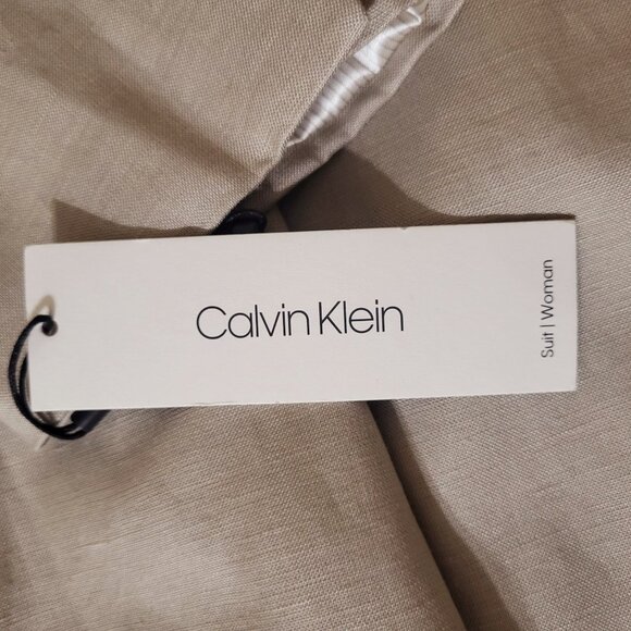 Calvin Klein Womens Linen-Blend Blazer Open Front Tan Size 22W- Business Casual - Picture 3 of 10